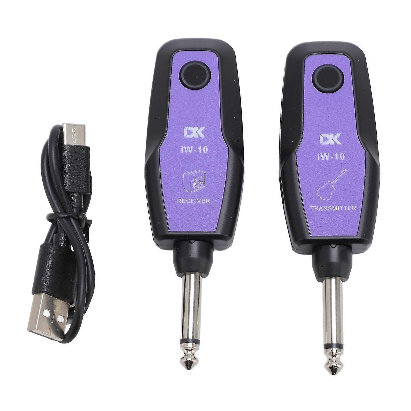 2.4GHz Wireless Guitar System, 98ft Range, 4 Channel USB C Rechargeable Transmitter and Receiver for Electric Guitar, Bass, Ukulele