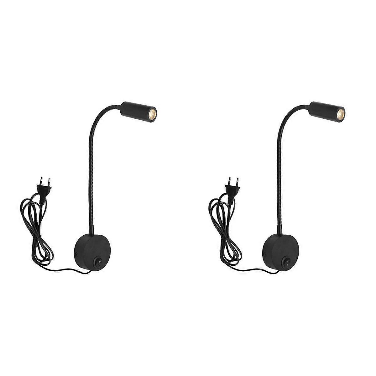 Wall-Mounted Reading Lamp Wall Lamp (Black EU Plug)