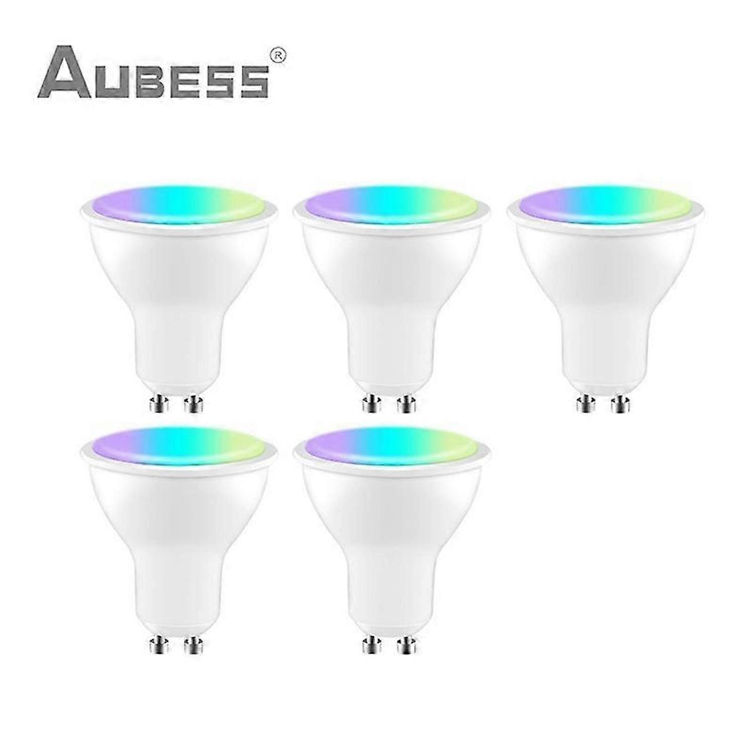 Aubess Tuya GU10 WiFi Smart Light LED Bulbs RGBCW 5W Dimmable Lamps Works