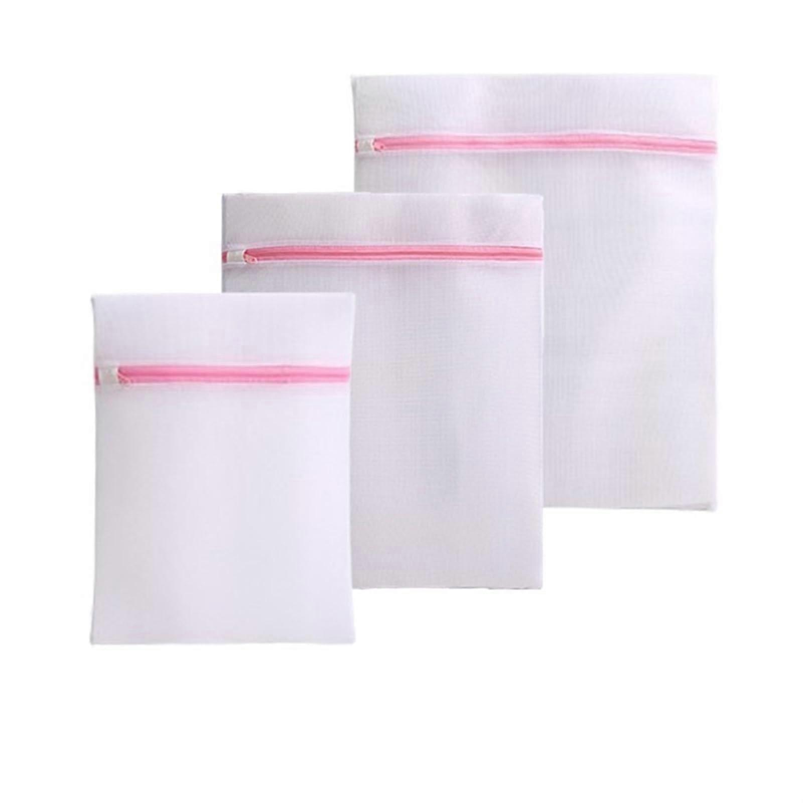 Waeschebeutel Zippered Mesh Laundry Bag, Reusable Machine-Washable Net For Bras, Lingerie, Socks, Undies, 3-Pack Sorting