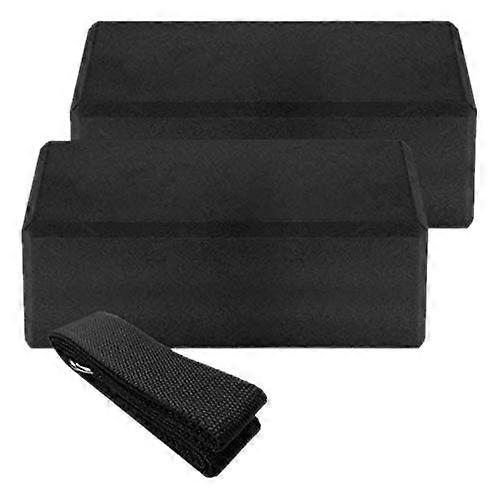 2 Piece Yoga Block and Yoga Strap Set, Density Foam Block for Support and Poses and Flexibility