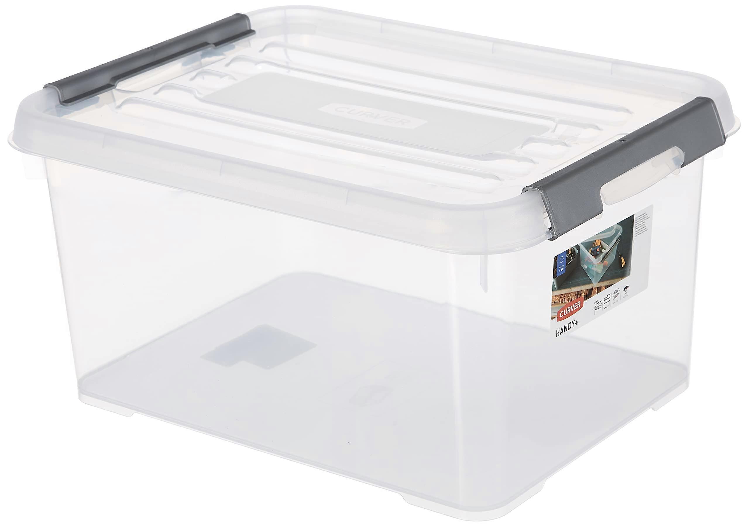 Curver HANDY Box storage box with lid, 15 l, transparent / gray, 39x29x20 cm