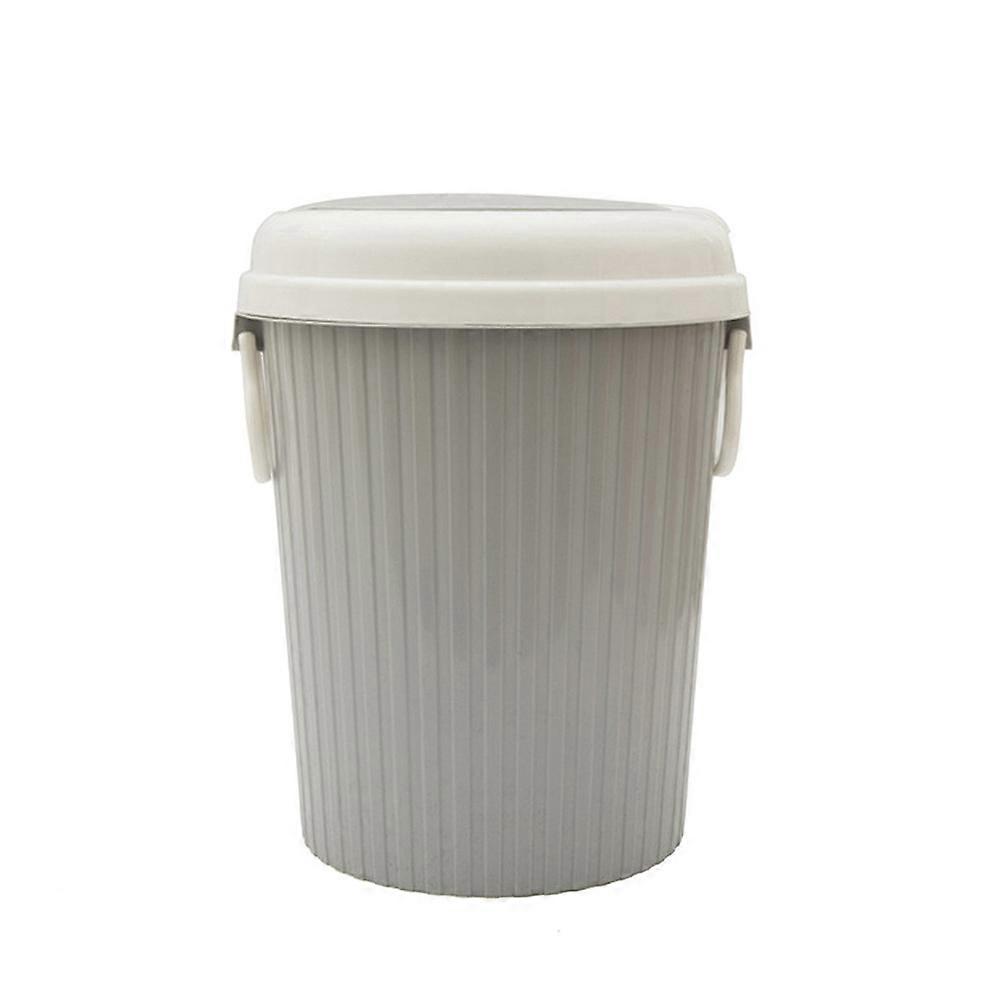 Compact Portable Trash Can with Flip Lid, Simple Grey Design for Home, Office, Bathroom, Bedroom, and Kitchen Use