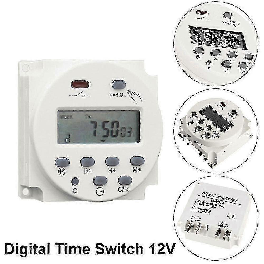 Interruptor de temporizador digital LCD de 12 V 16 A Relé de tiempo de potencia electrónico con funciones programables para diversas aplicaciones