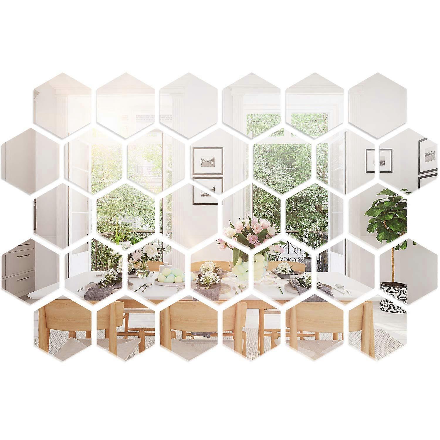 Round Circle Mirror Setting Wall Sticker Decorations Pack of 32, 2-Inch Size, Stylish Home Decor, Easy Application