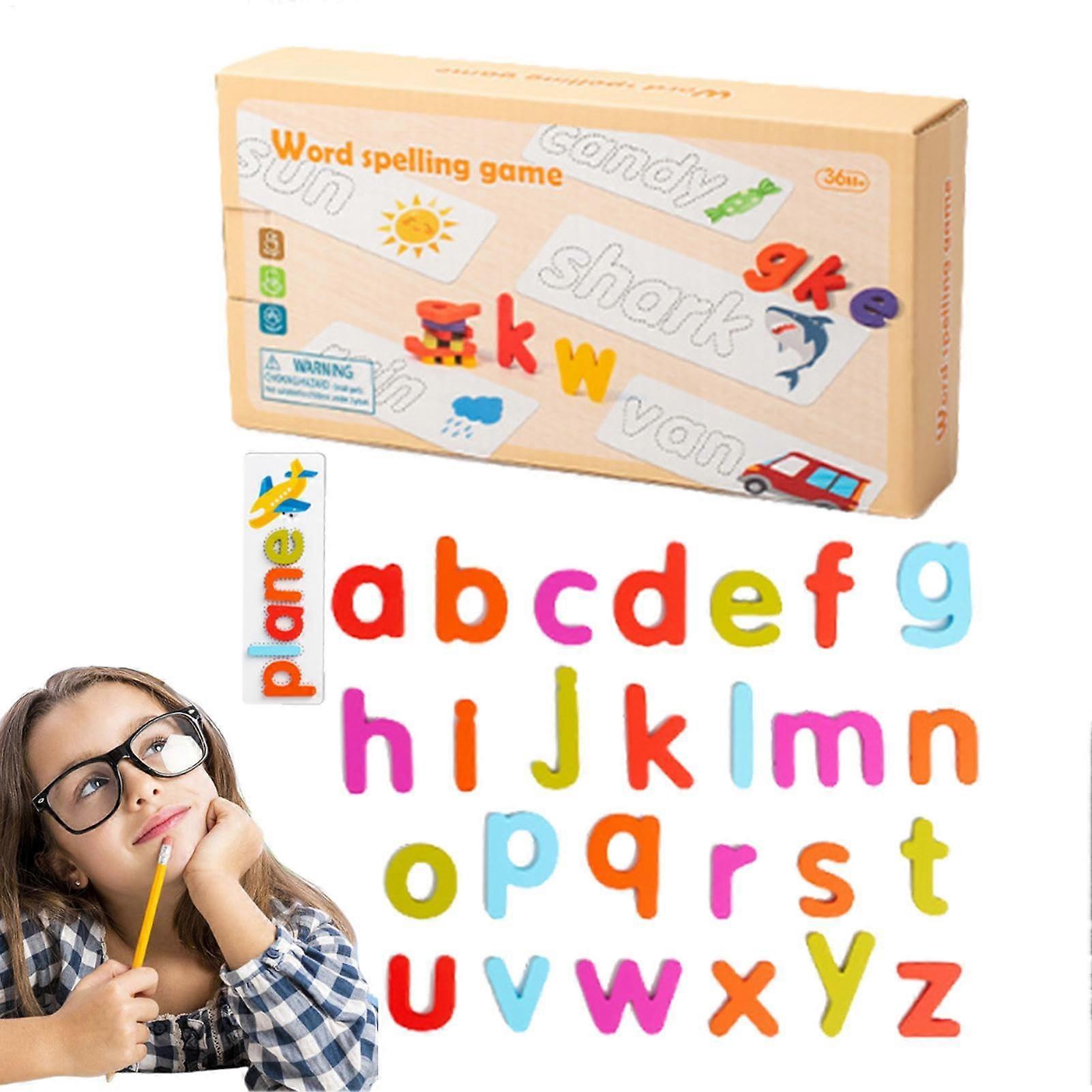 Wooden Spell Learning Toys, Letter Alphabet Spelling Matching Game for Home School