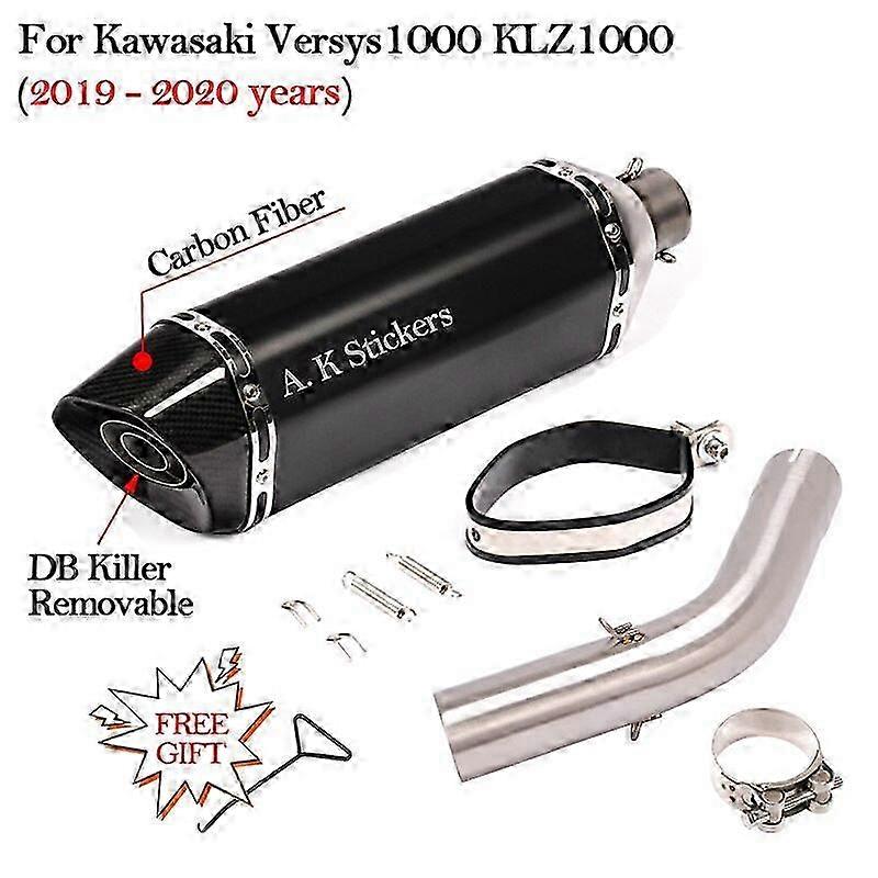 Slip-On Suitable for a Motorcycle Model Versys 1000 SE KLZ1000 C D 2019 2020 Carbon Muffler DB Killer Escape Mid Link Pipe