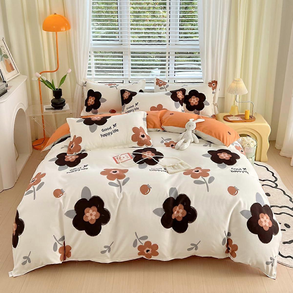 Fresh, Matt, FourPiece Cotton Bedding Set for 150cm Beds (Color:B)