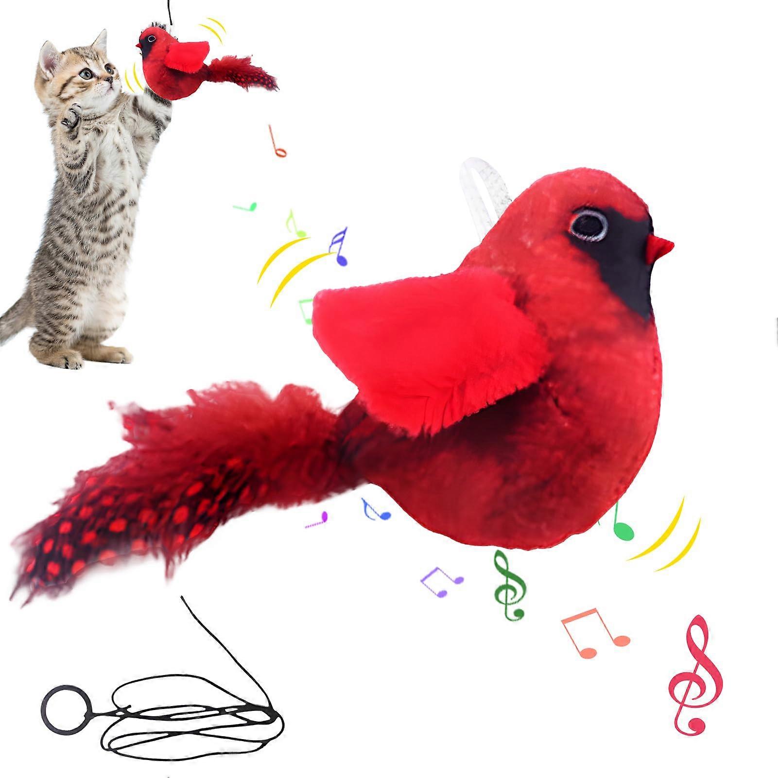Electric Bird Cat Toy, Interactive Rechargeable Toy for Cats, Self-Employment Intelligence, Red Style 1