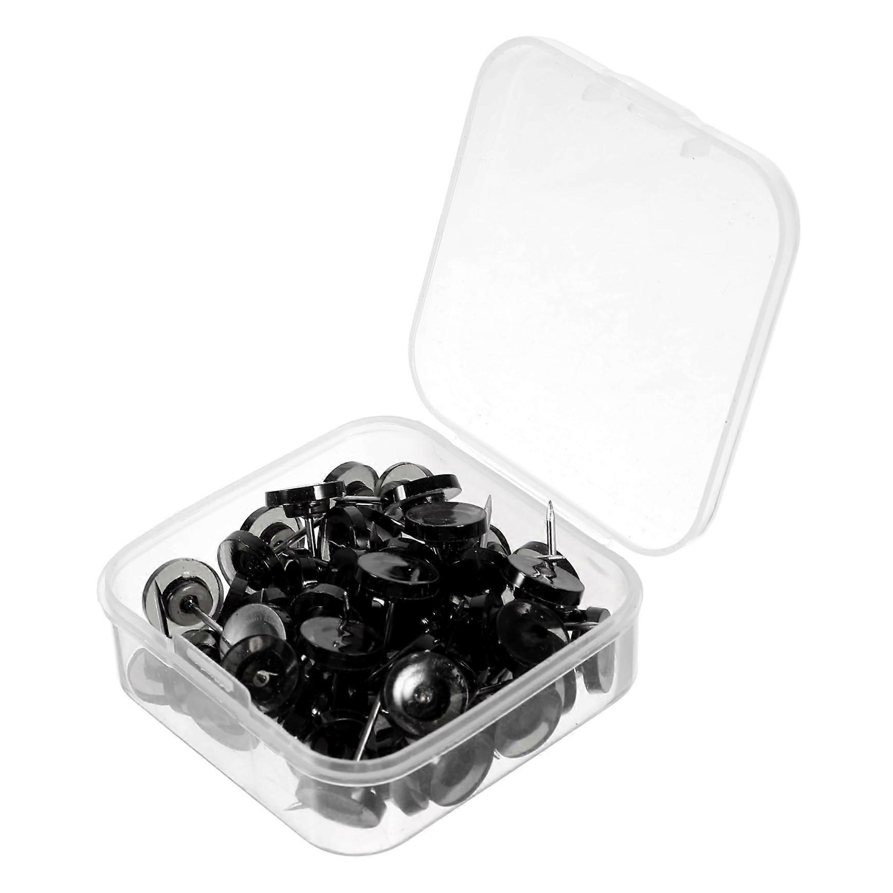 Decorative Push Pins Transparent Black Thumbtacks for Cork Boards, Maps, and Craft Projects - 100 Pack