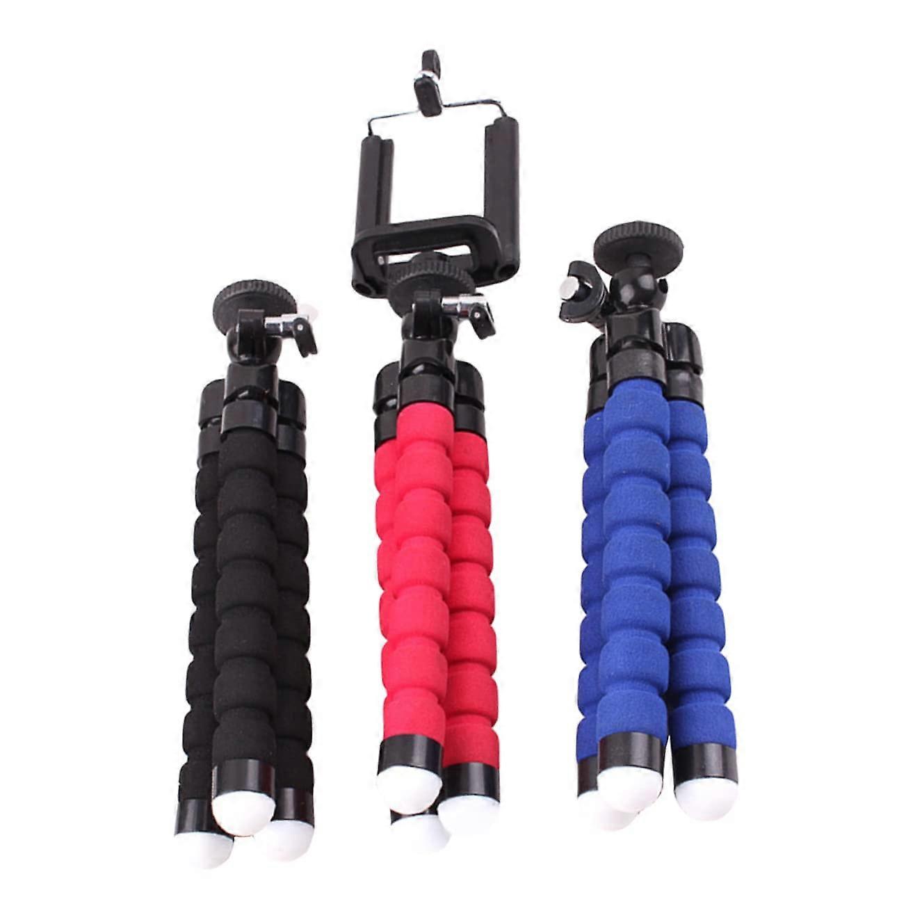 3 Pieces Flexible Octopus Tripod for Smartphones, Adjustable, Lightweight for Vlogging Travel, Black Red Blue, Compatible with All