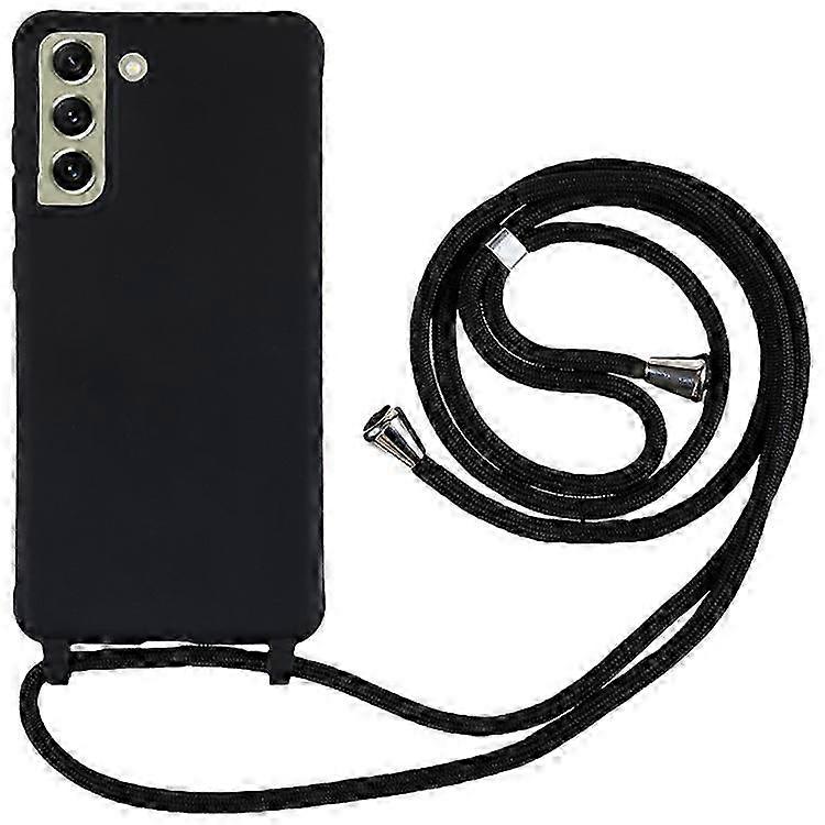 Compatible For Galaxy S21 FE 5G Shockproof Back Cover Flexible TPU Phone Case with Lanyard