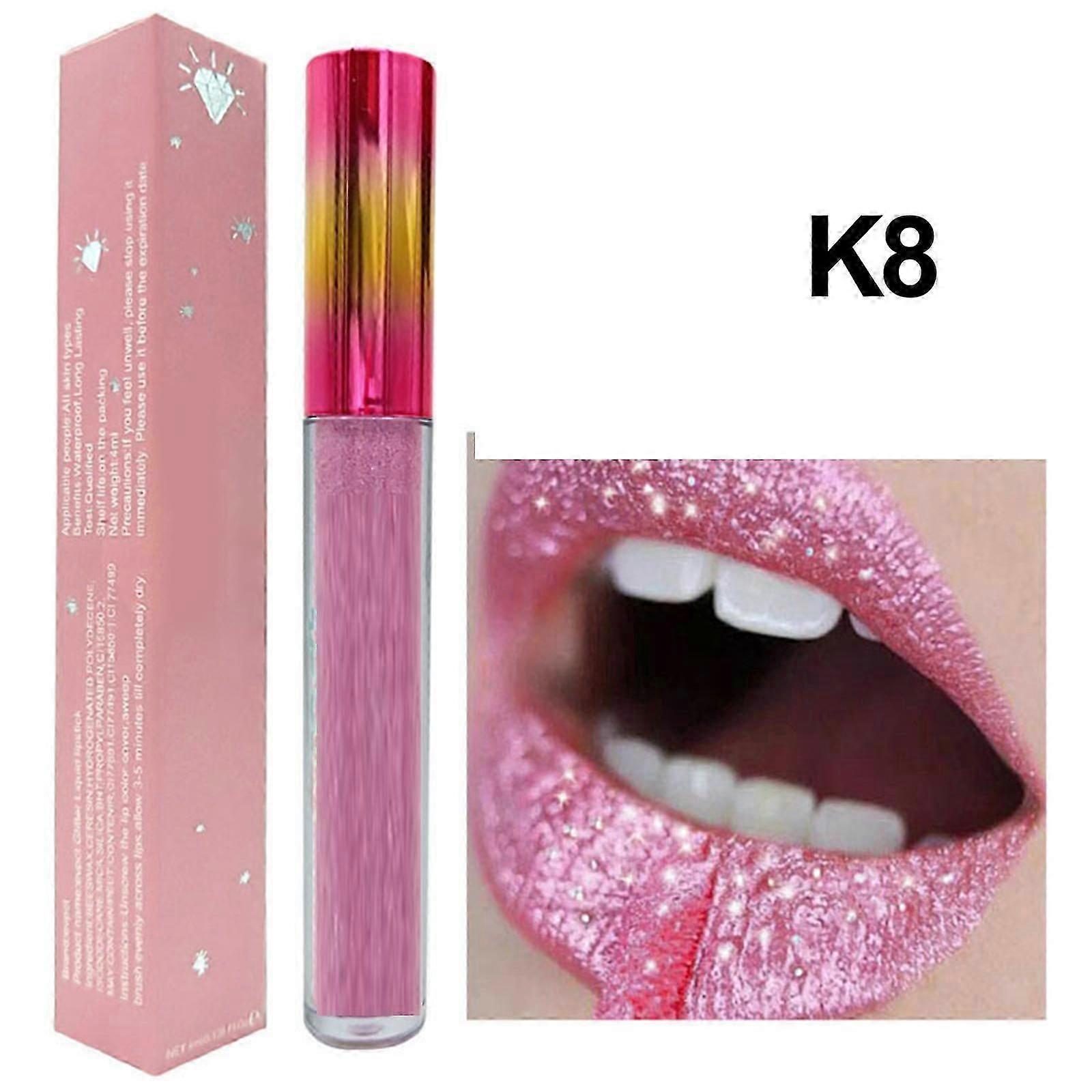 ダイヤモンドリップスティックシャイニーロングラスティングリキッドリップスティック、べたつかない、女性のための防水リップスティックリップグロス