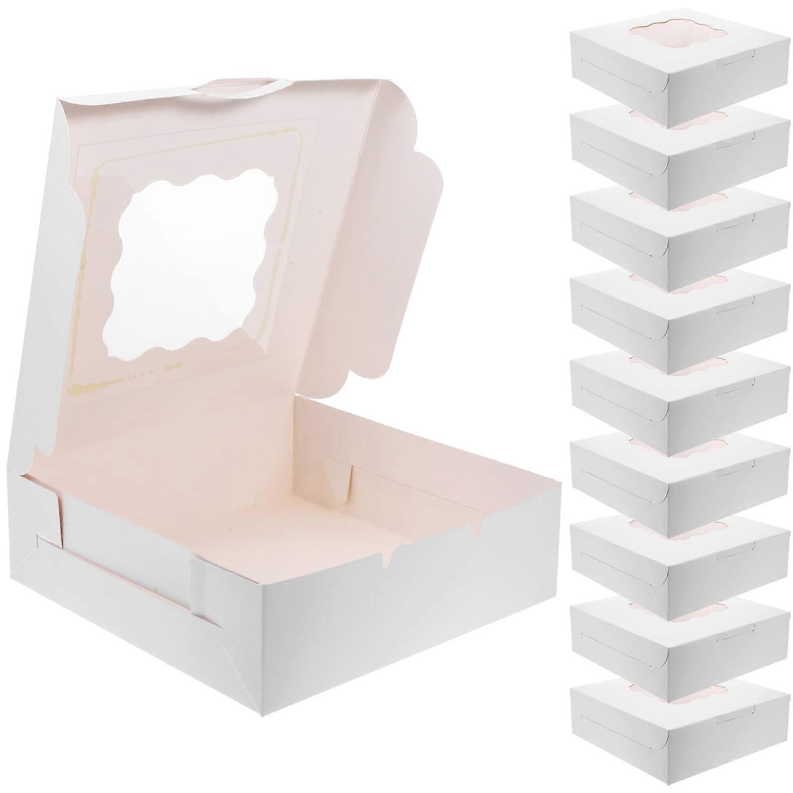 Kraft Paper Pastry Boxes with Window 20Pcs White Food-Safe Multi-Function Cake Case for Storage