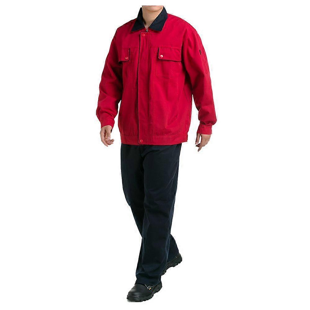 Bright Red with Black Collar Working Protective Gear Uniform Welder Jacket
