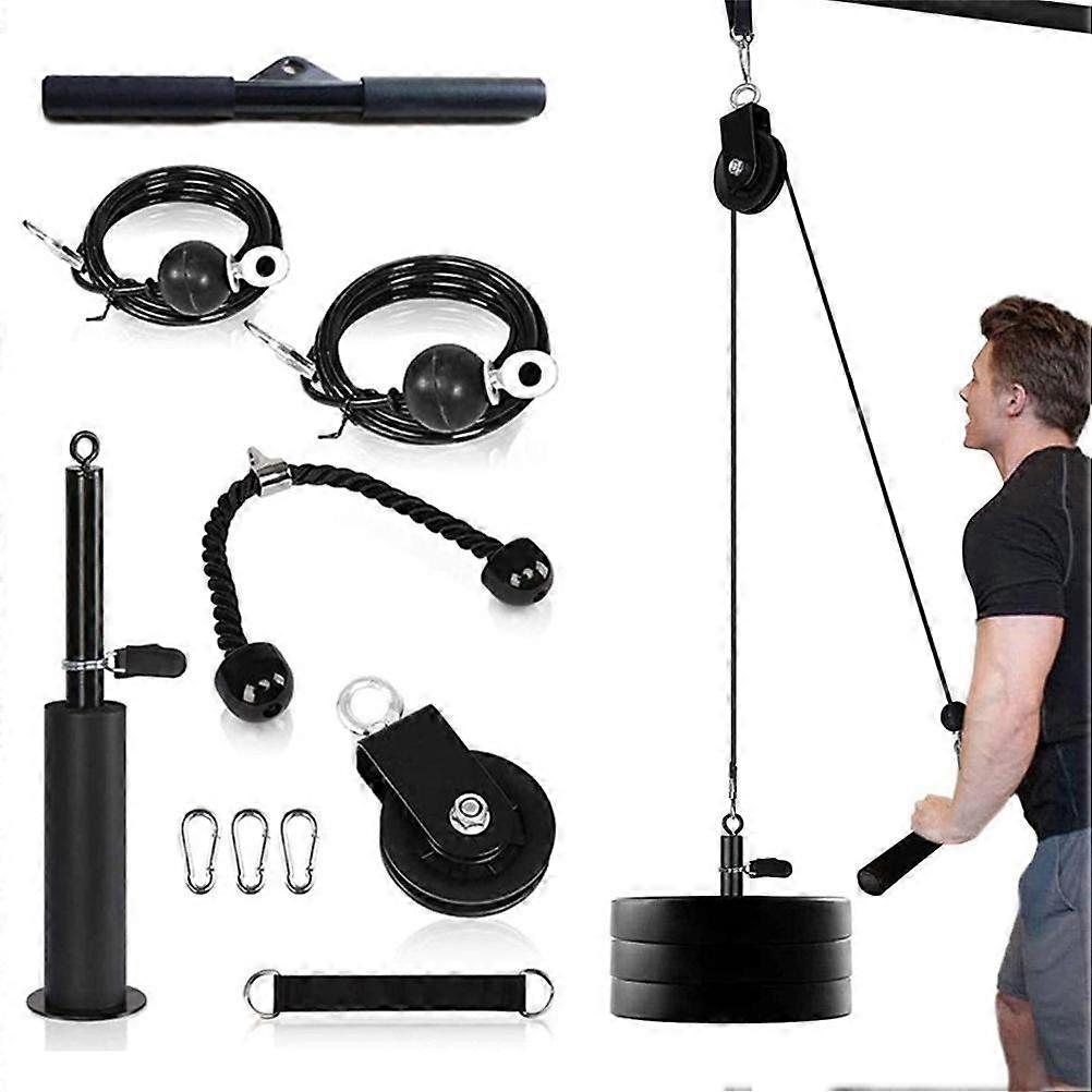 Forearm Wrist Roller Trainer Heavy Duty Arm Strength Training Exerciser with Pulley System for LAT Pulldowns Bicep Curls Triceps Extensions