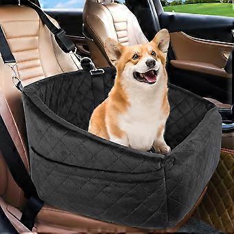 Hundeautostol til små mellemstore hunde, aftagelig vaskbar hundeselepude under 30 kg, kæledyrsautostol rejseseng (sort)