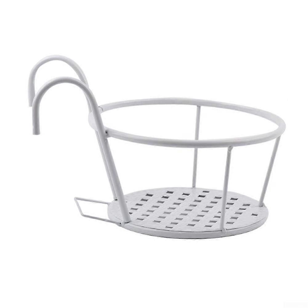 阳台立式花盆收纳架，坚固的金属设计，适合户外使用（白色）