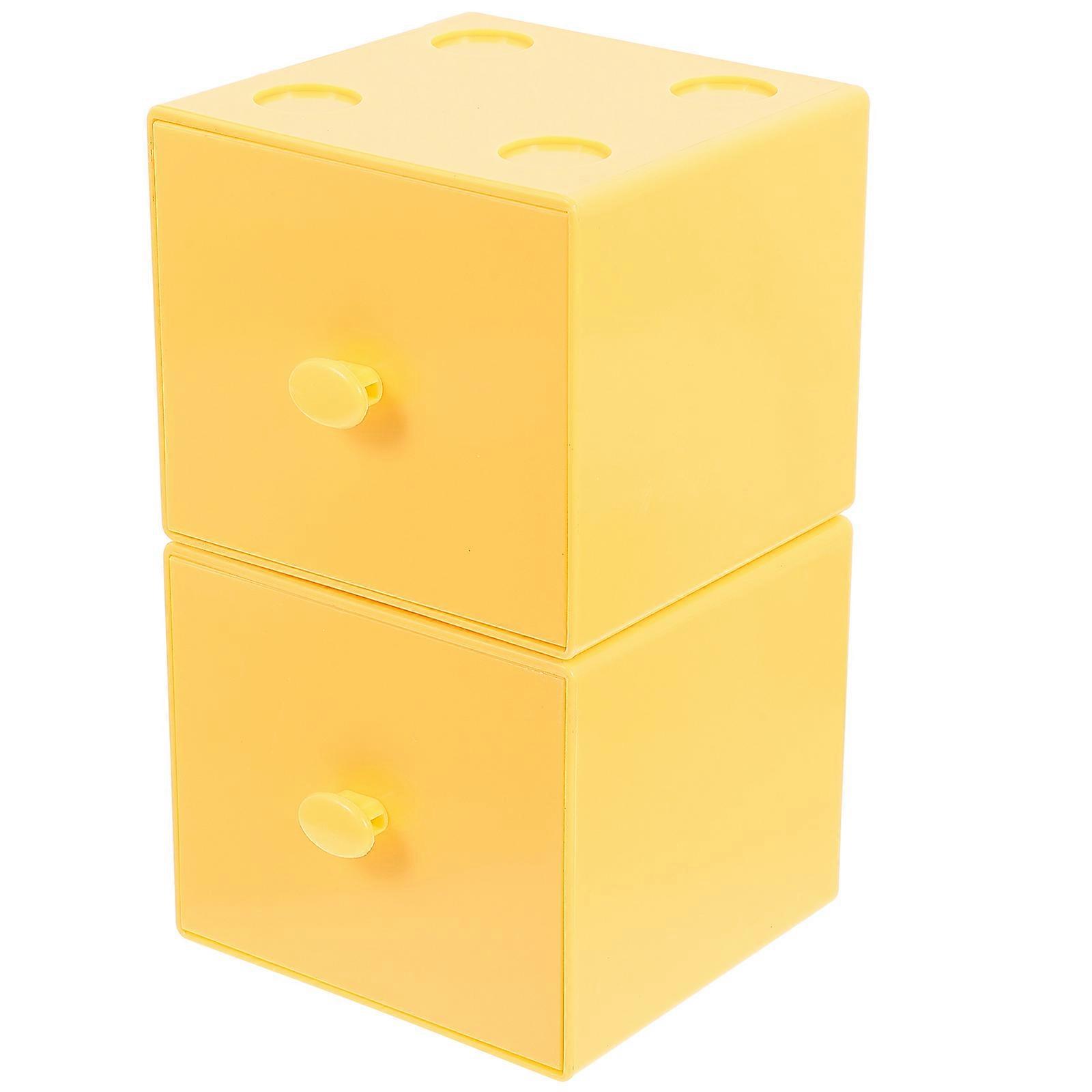 Storage Boxes Stackable Organizer Drawers Women Jewelry Organizer Yellow 9.4X9.1X8.3CM Storage 2Pack