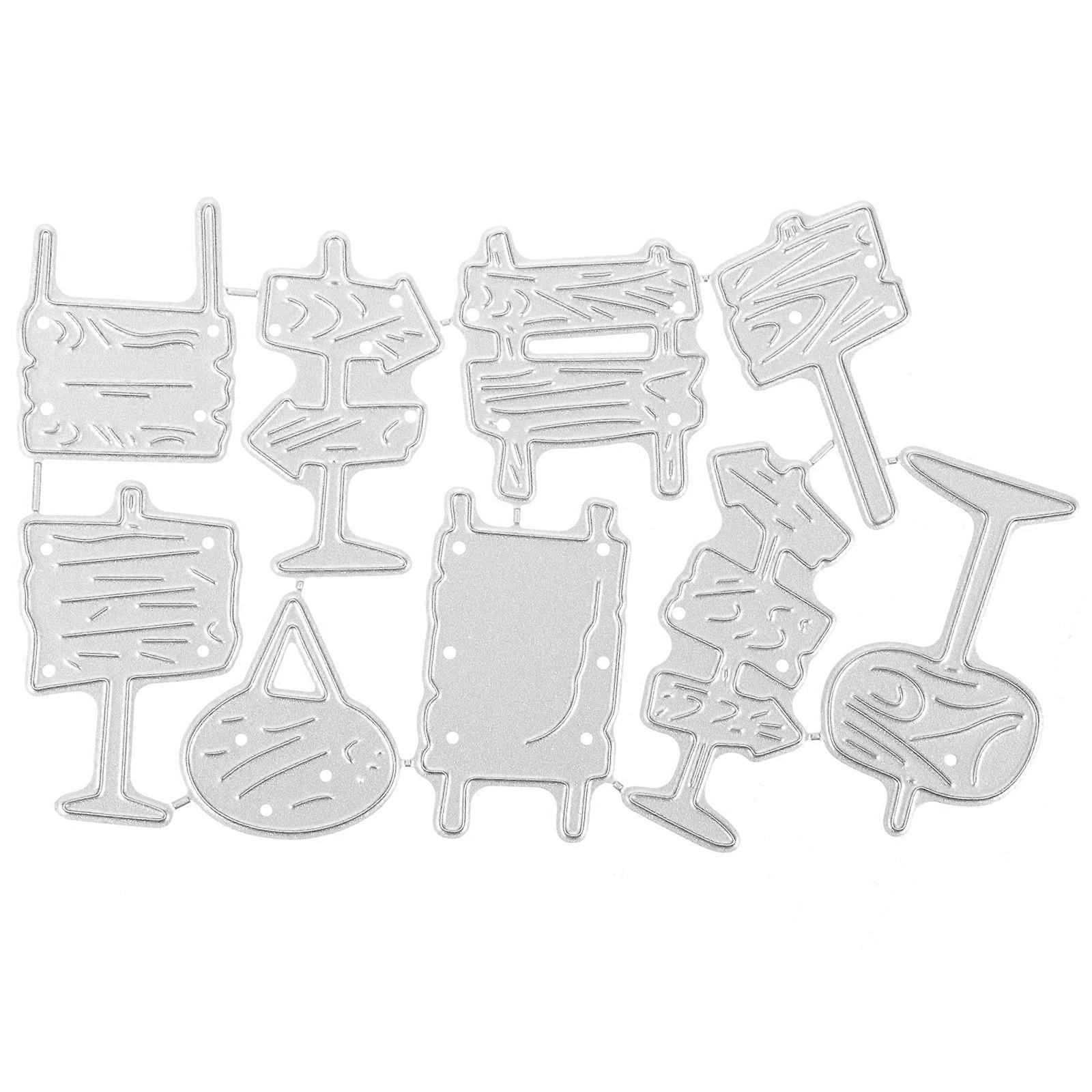 Embossing Metal Dies Road Sign Cutting Dies For Diy Activities Rectangular Shape Silver 1 Set