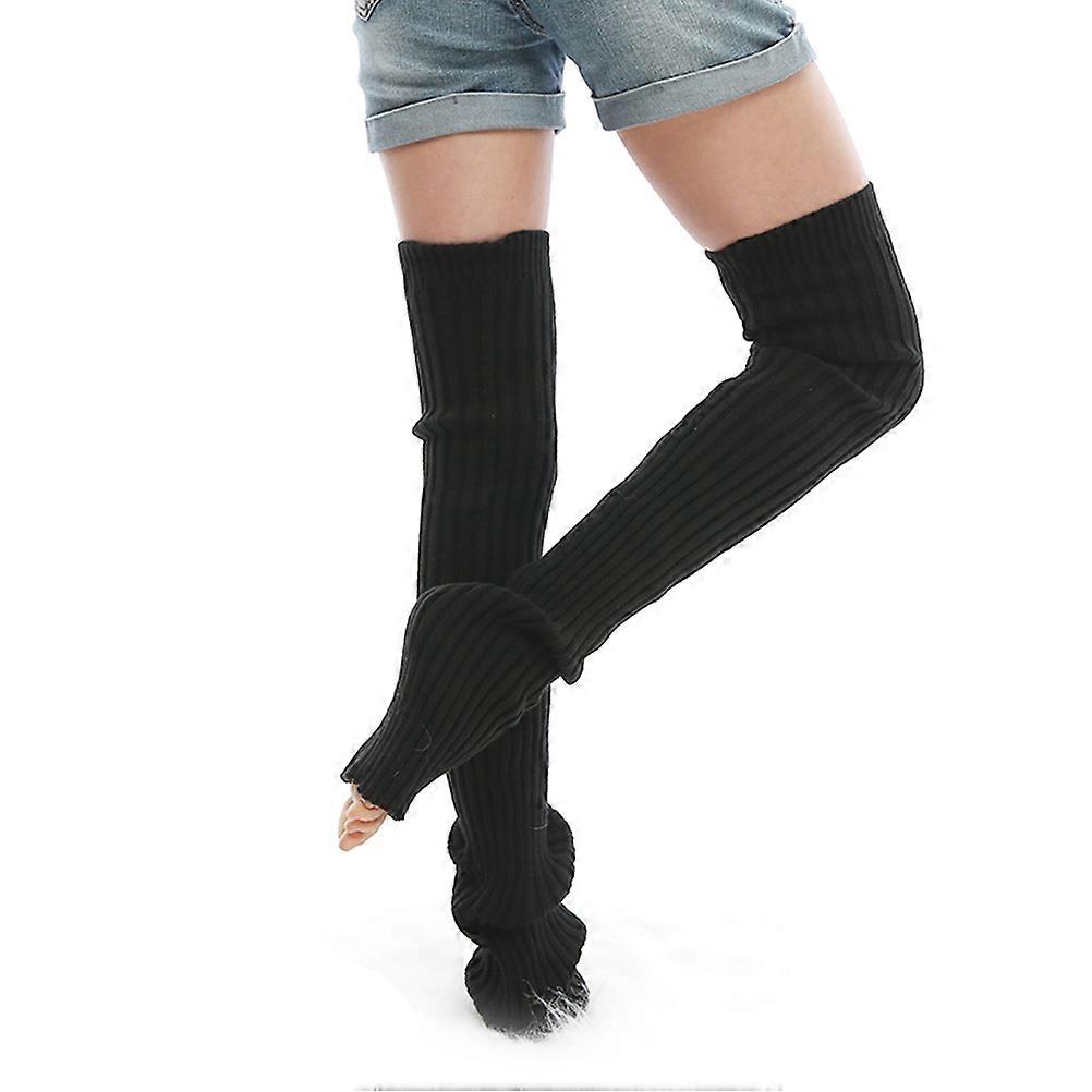 Dance Leg Warmers Black Shape-Retaining Versatile-Use for Women
