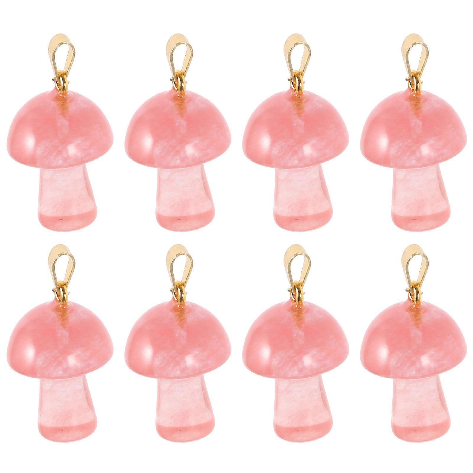 Miniature Mushroom Pendant Earring Charm Jewelry For Various Occasions Watermelon Red Resin -Resistant 8Pcs