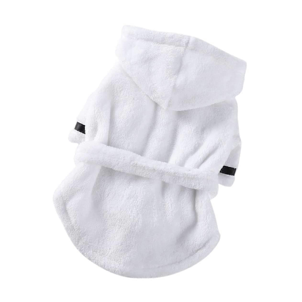 Dog bathrobe microfiber comfortable and absorbent bathrobe for pets, easy to put on for dogs and cats, white, cozy drying for comfortable nights.