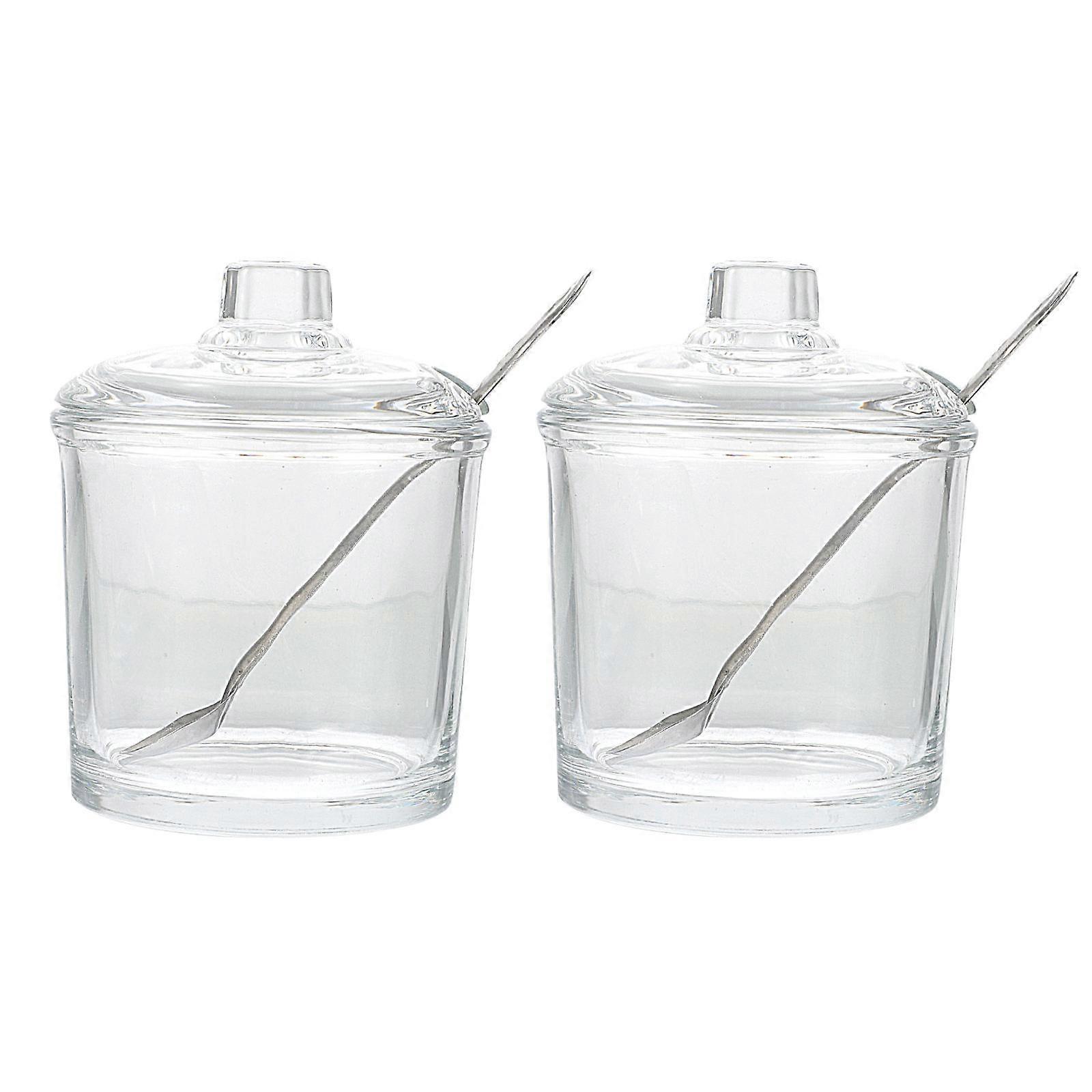 Transparent Condiment Jar with Lid for Storing Spices in Home Kitchen Made of Glass and Stainless Steel 2 Sets