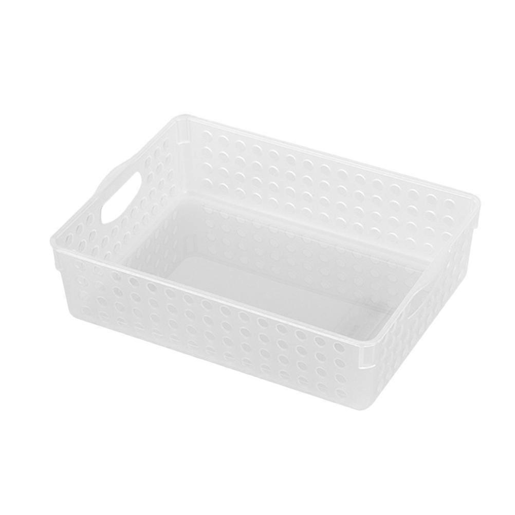 Plastic Hollow Out File Organizer Basket Document Storage Box for Home Office School White Efficient Tidy Storage for Small Gadgets