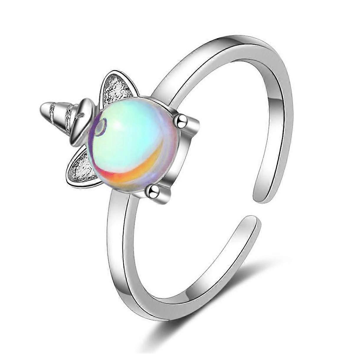 Women's 925 Silver Opal Adjustable Open Band Ring for Index Finger, Hypoallergenic Sterling Silver for Wife Girlfriend