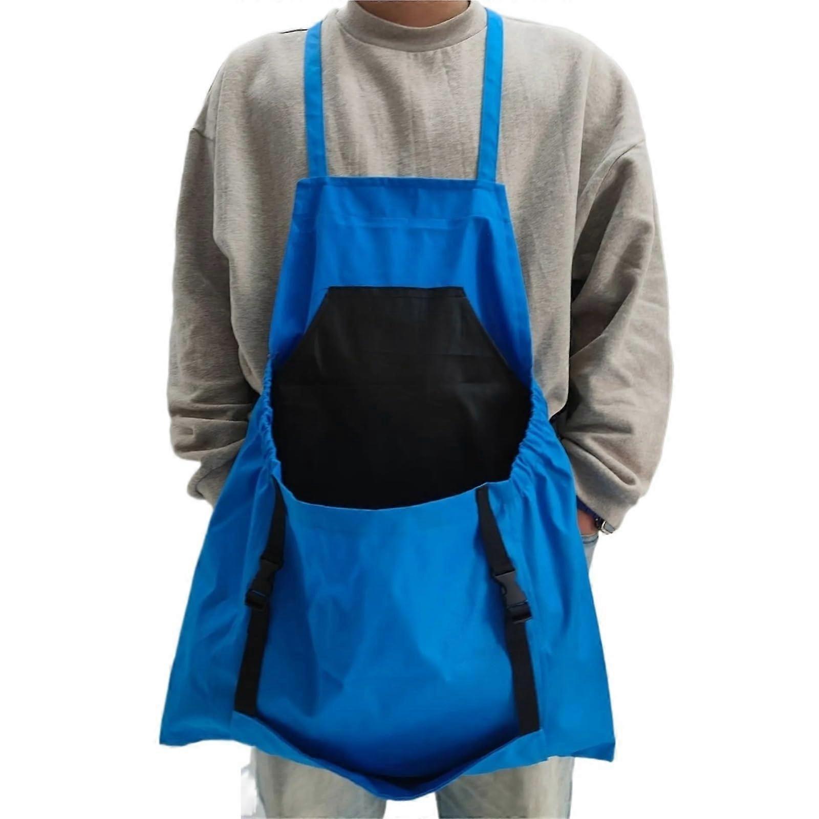 Outdoor Picking Apron Large Pocket Gardening Work Storage Bag Blue