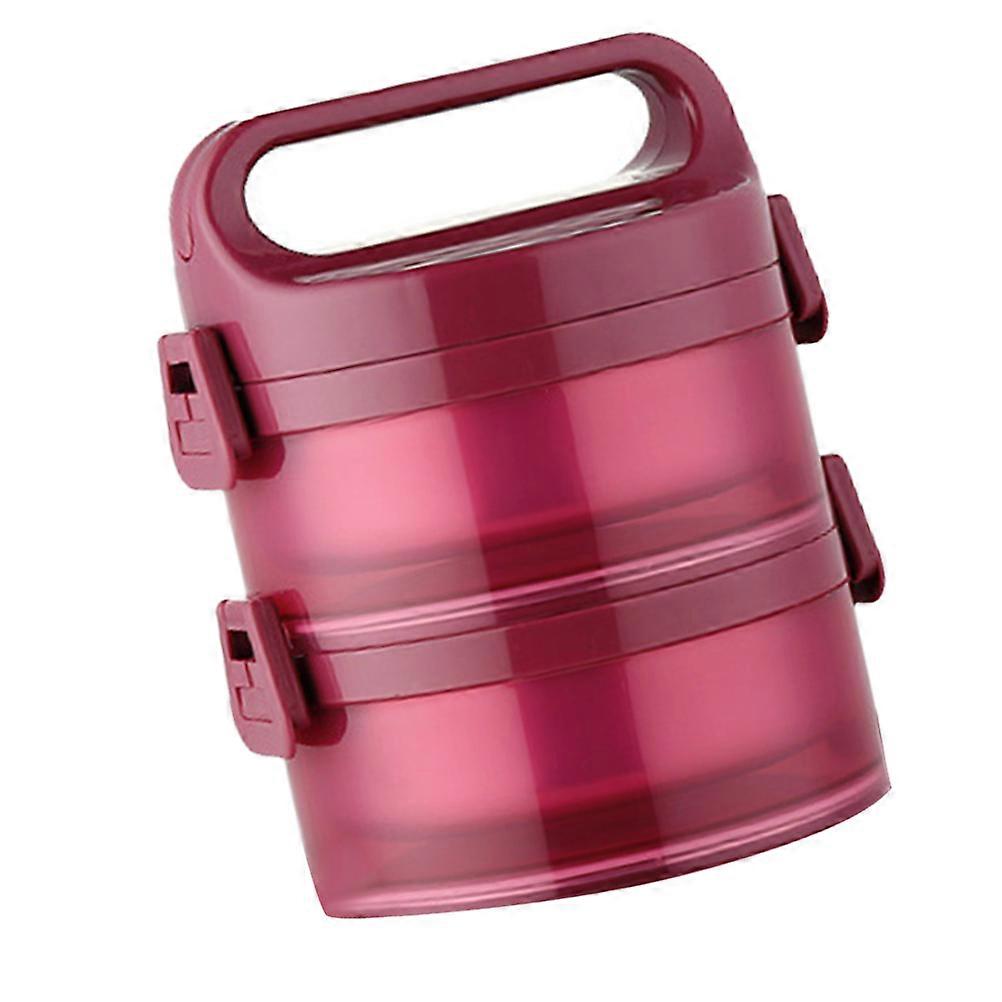 Outdoor Camping Lunch Box Bento Lunch Carrier Double Layer School Use Purple 26 X 14 X 14 Cm Spill Resistance 1Pc
