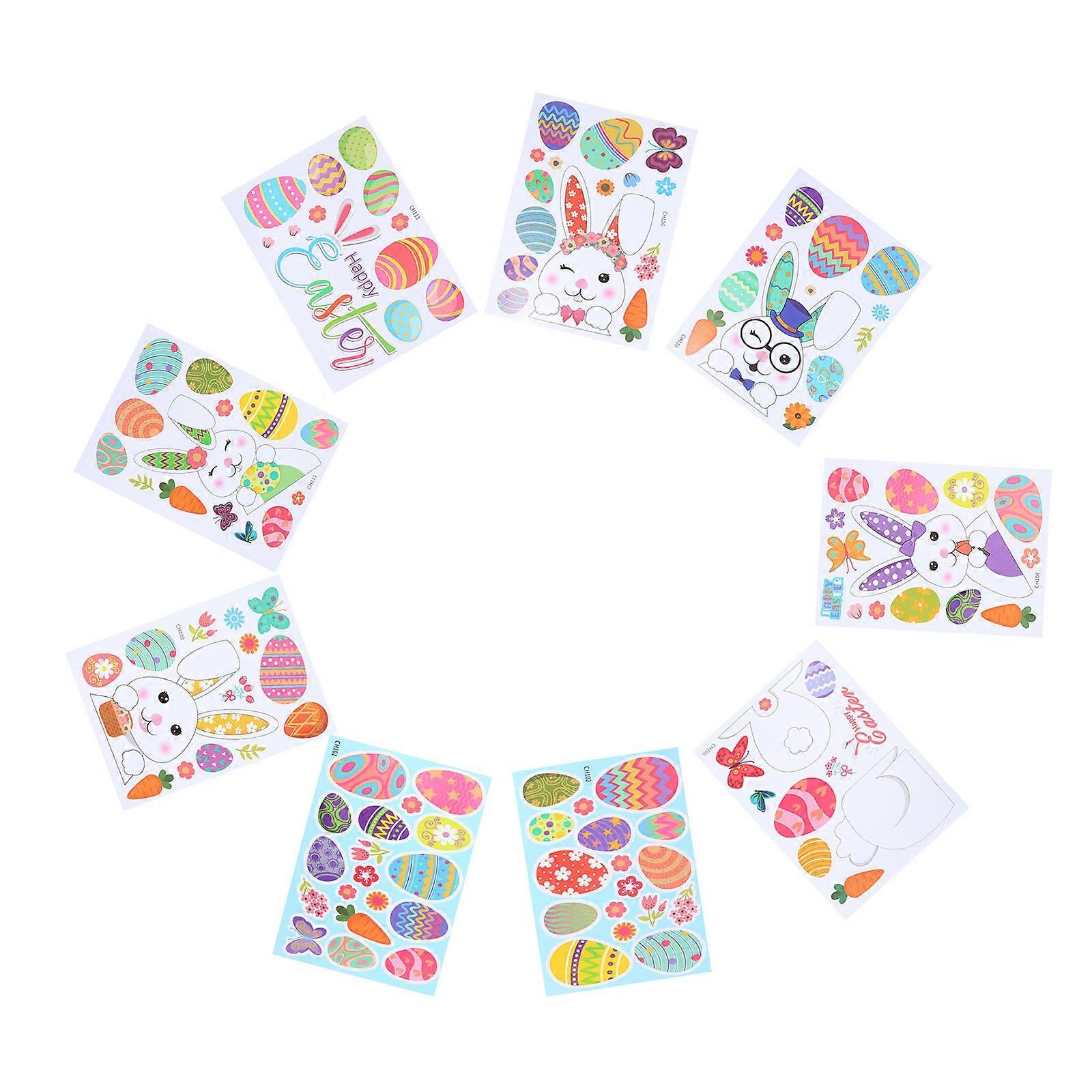 Easter Egg Stickers for Decor with Beautiful Patterns and PVC Material 9 Sheets