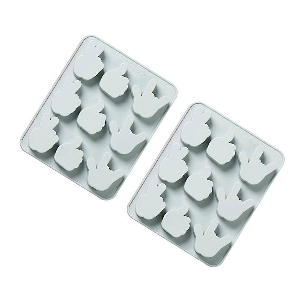 2pcs Silicone Cake Mold with Gestures Pattern Creative Baking Tool for Home Blue