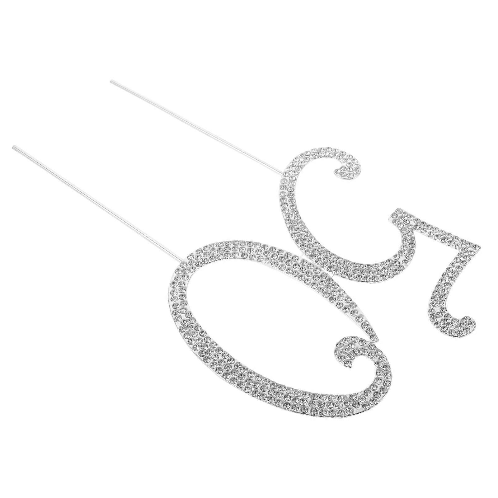 Silver Rhinestone Number Cake Topper for Birthday and Anniversary Decorations Made of Alloy 50 Count