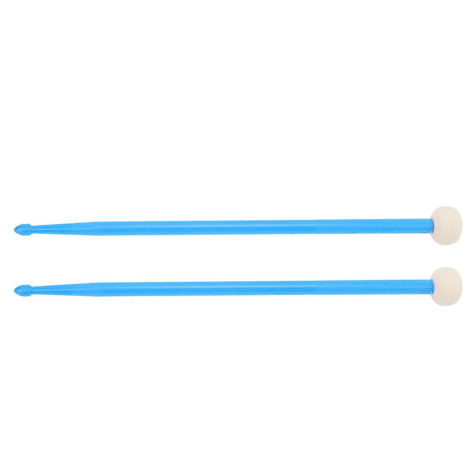 2Pcs Drum Mallet Felt Head Nylon Handle Double Headed Instrument Accessory Set Kit for Playing Blue
