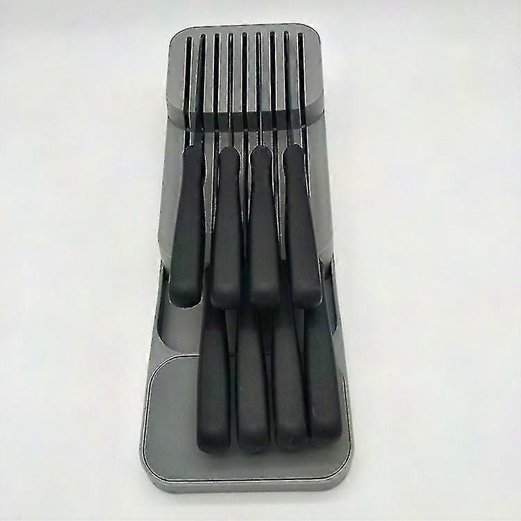 2 Tier Kitchen Drawer Organizer Tray with Knife Holder - Space Saving Storage