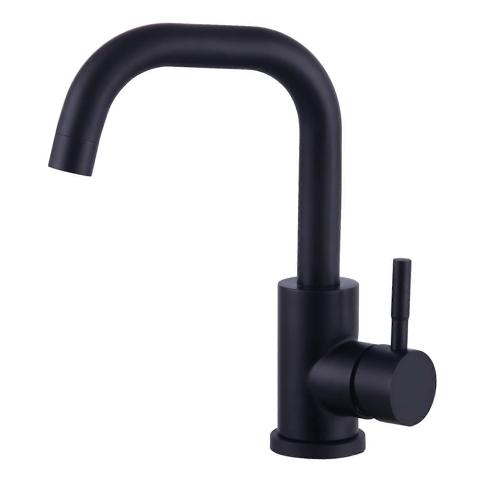 Bathroom Tap Black 360° Swiveling Washbasin Mixer Tap L Shape High Spout Easy Assembly Sink Fittings for Small Bathroom