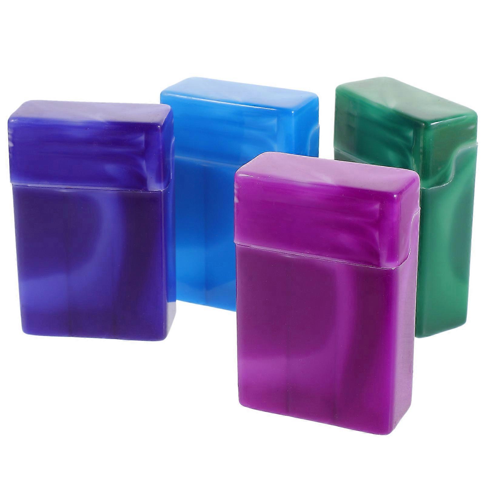 Portable Cigarette Storage Box Marbled Cigarette Containers Closure Design Prevent Squeezing Moisture Protection Assorted Color 9.20X6.10X2.80cm 4Pcs