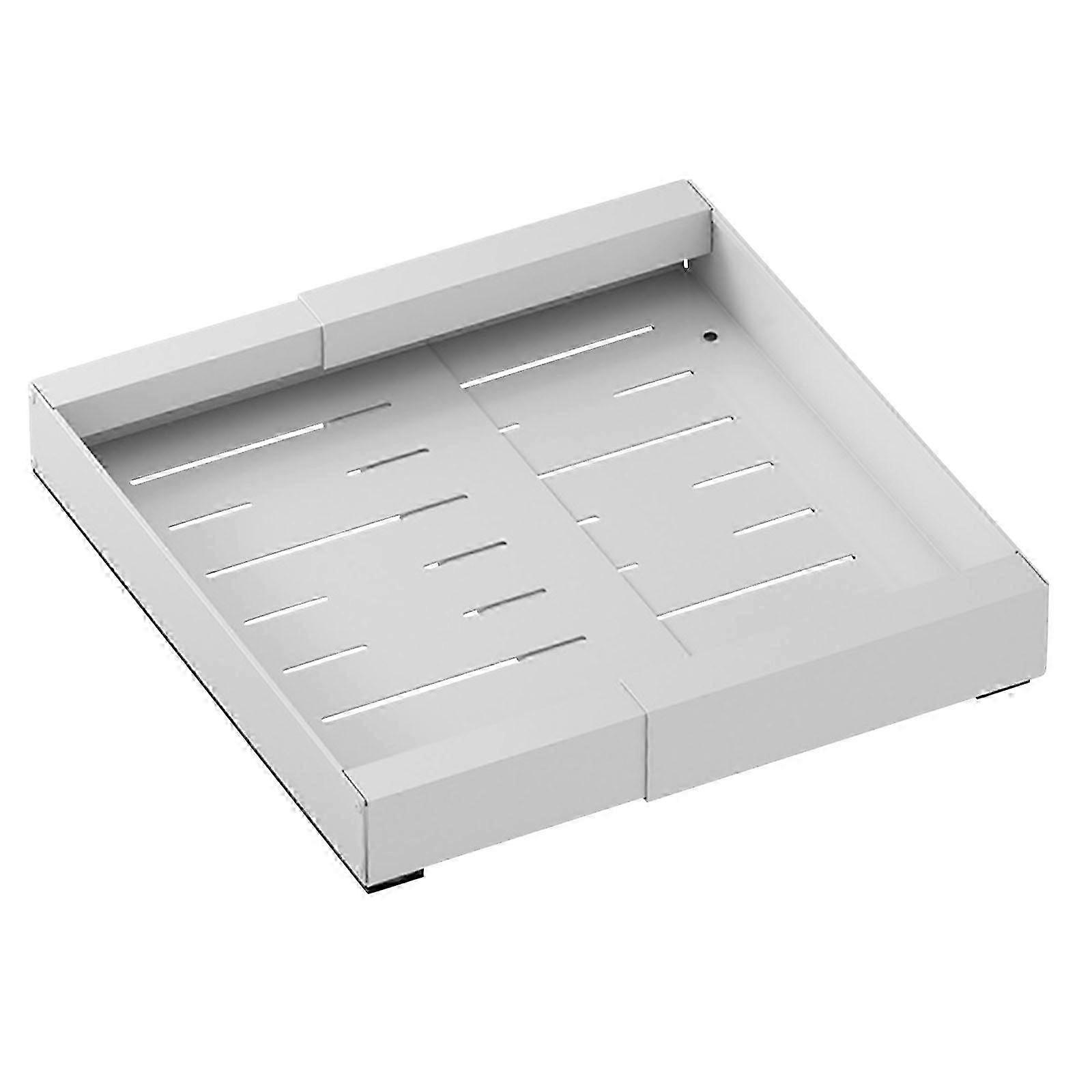 (White) Extendable Cabinet Drawer Organizer No Punch Needed