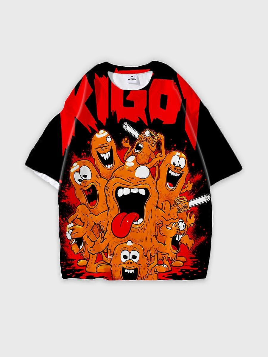 T-shirt round neck Pattern loose short sleeve N341