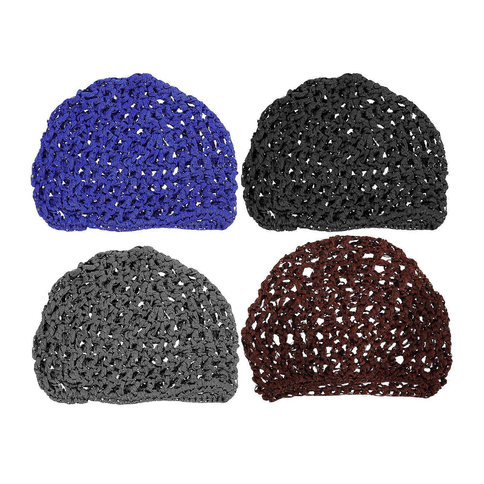 Crocheted Hair Net for Sleeping Soft and Comfortable Polyester Mesh with Elastic Fit Assorted Color 5 Pieces