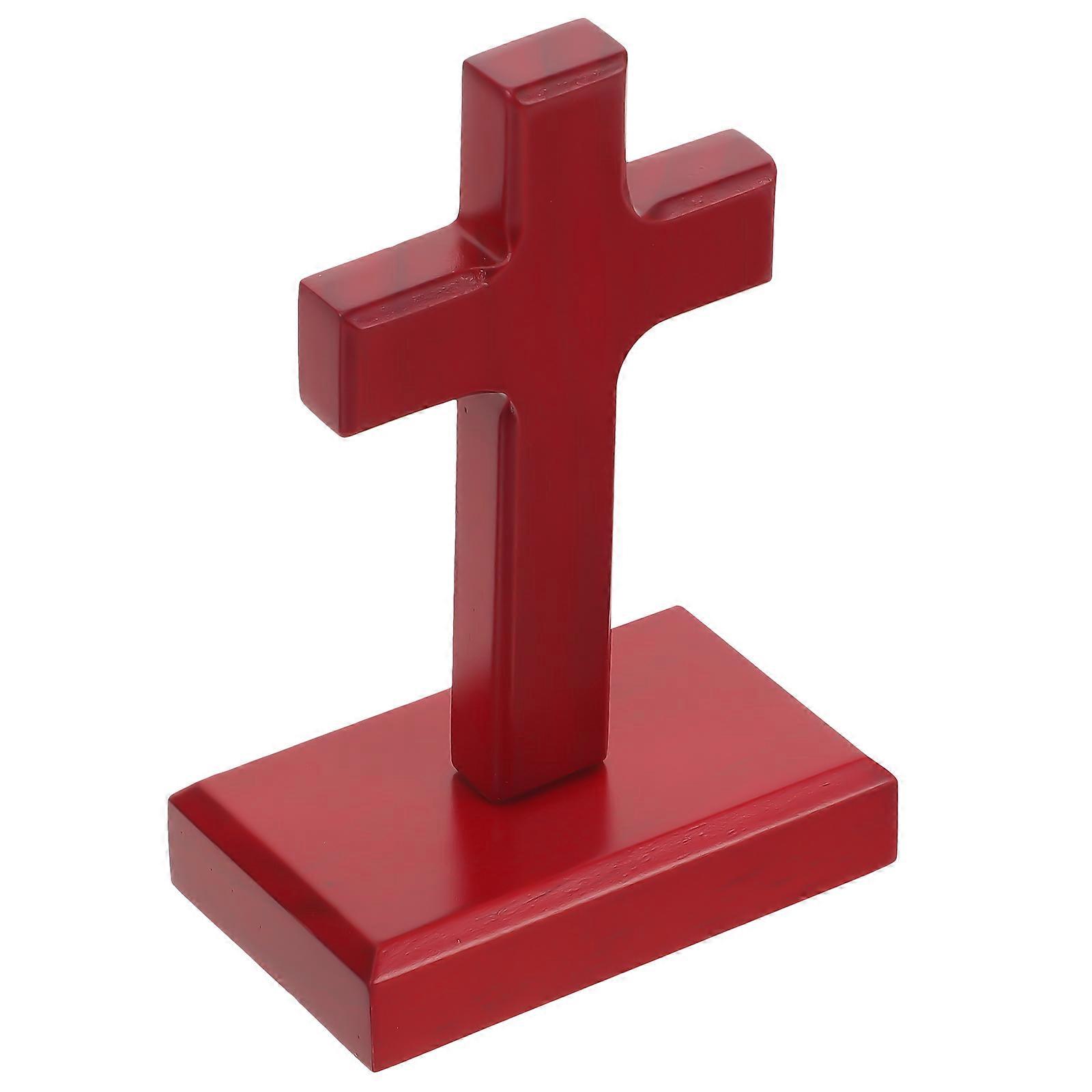 Dark Red Wooden Cross Decor for DIY Round Edges Smooth Surface Compact 6.3 Inches