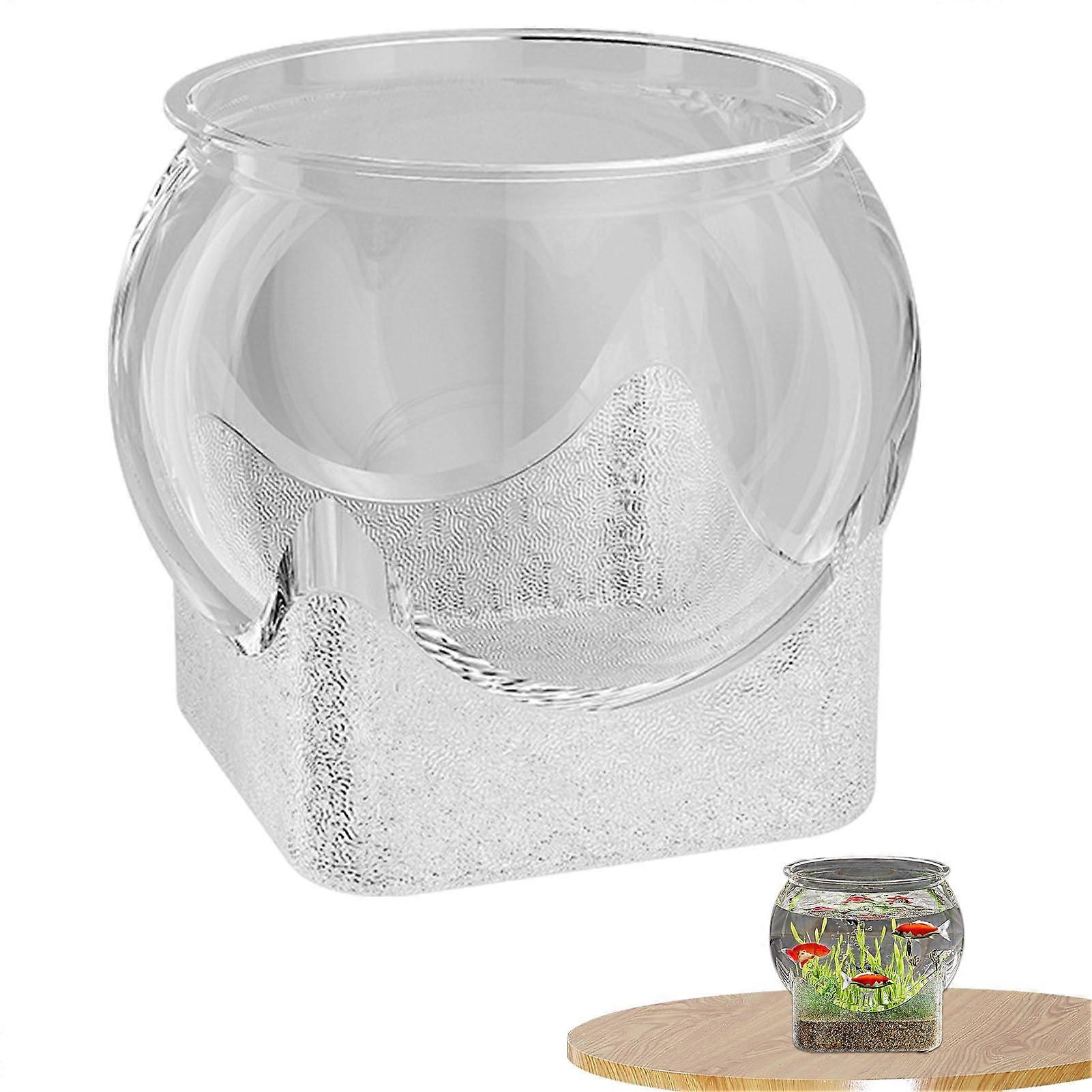 Runder Fisch Tank Round Glass Bowl Aquarium Desktop Fish Display Crystal Clear Water Habitat Container Small Spaces