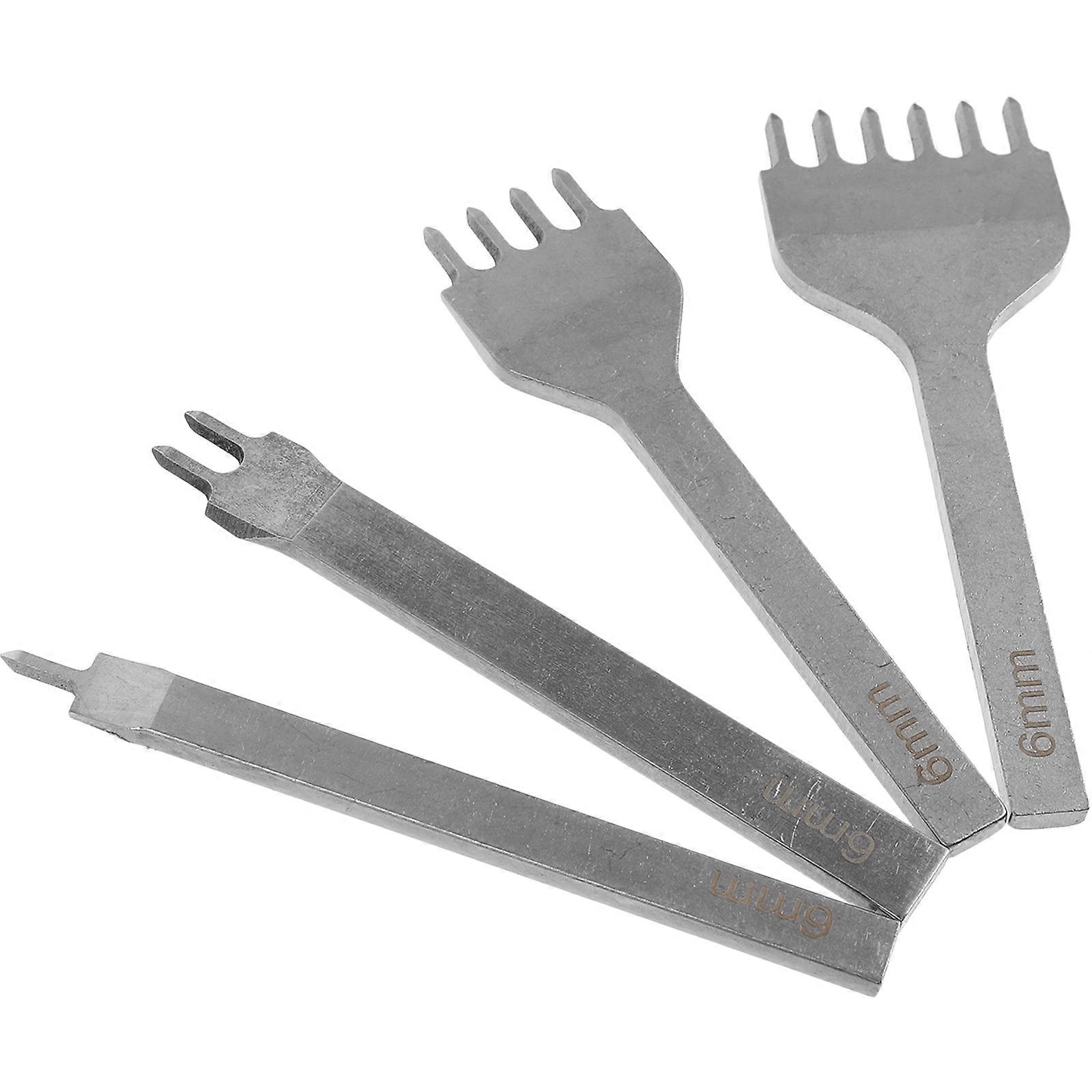 Punch Tool Set 4Pcs Stitching Punches For DIY Projects Ideal For Craftsmen And Hobbyists Featuring Durable Silver Metal Construction