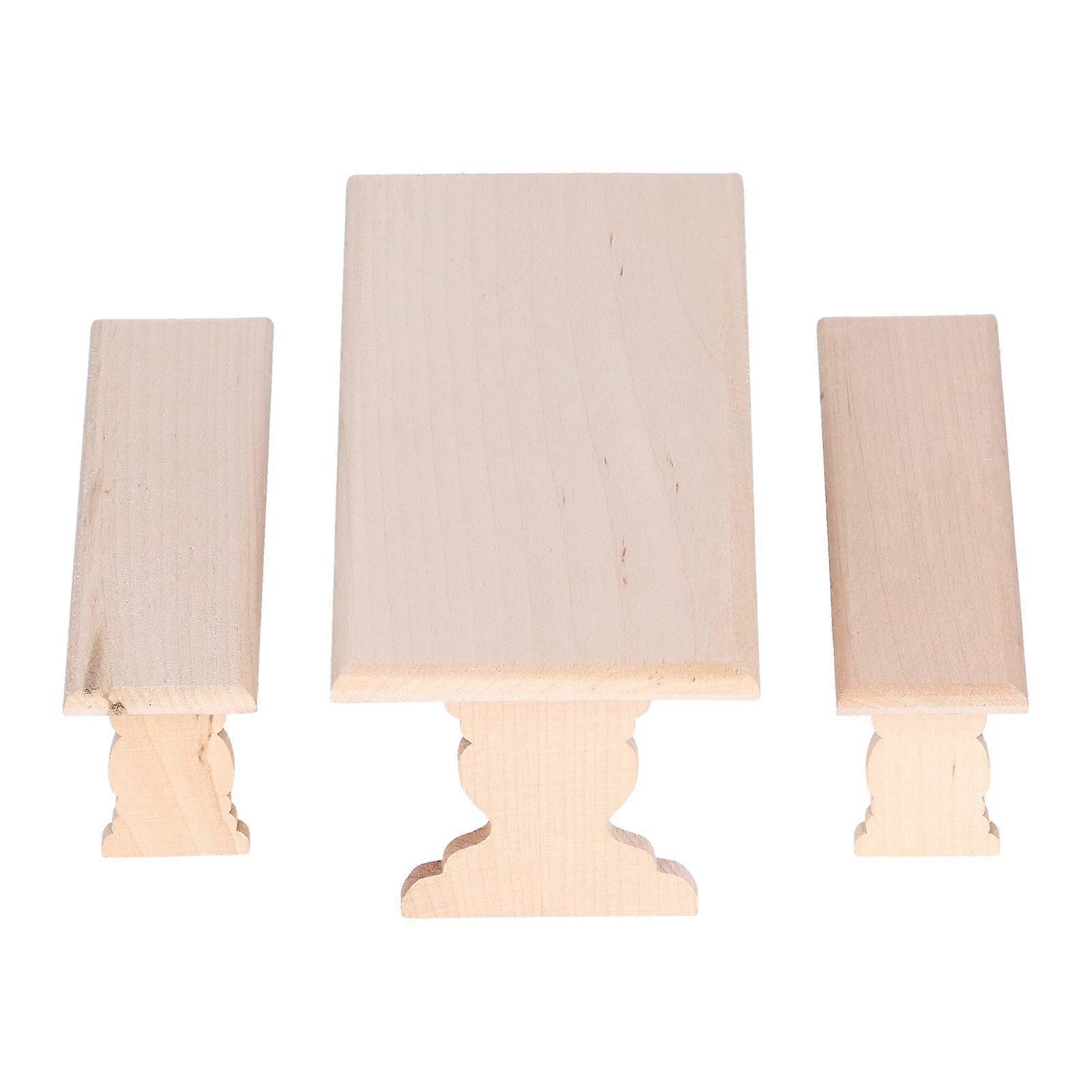 1:12 Wooden Dollhouse Dining Table Chair Simulated DIY Miniature Furniture Model ToyBurlywood