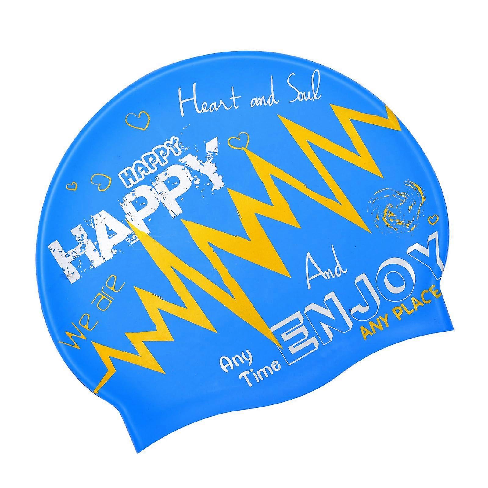 Adult Swim Cap Silicone Elastic Waterproof Blue For Teens And Adults