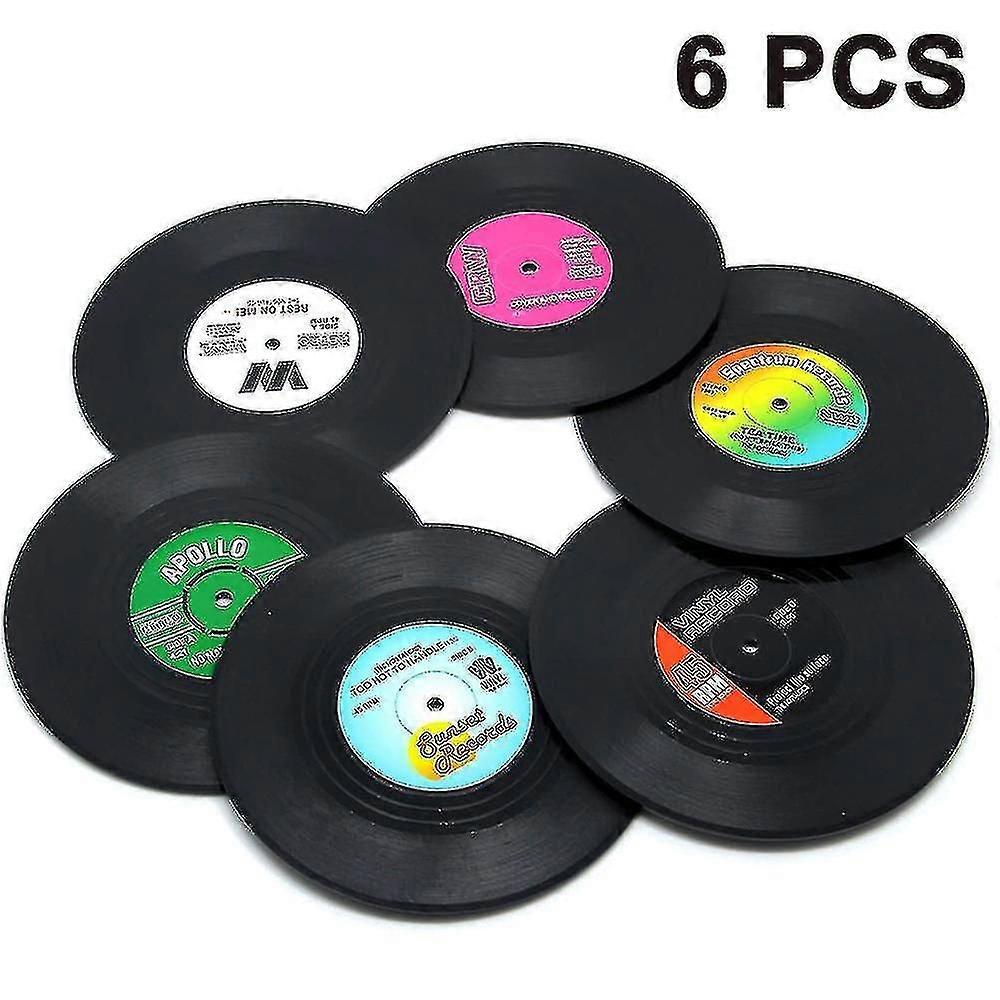 Retro Vinyl Record Coasters  6-Piece Drink Coaster Set