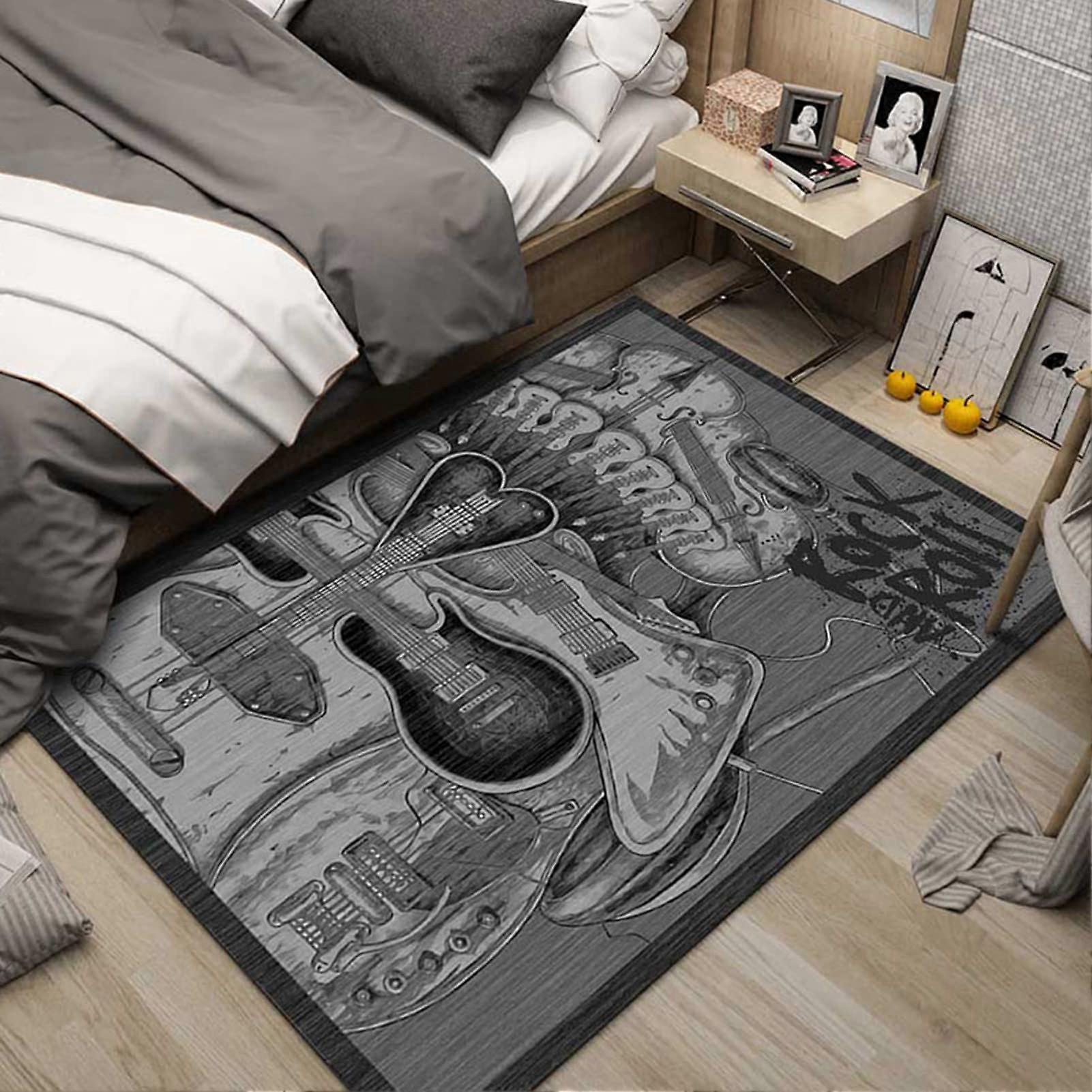 Trommelteppich, Soundproof Mat, Piano Key Carpet, Music Note Floor Mat, Professional Rectangular Electronic Jazz Drum Mat/Gray 1/160 * 200cm