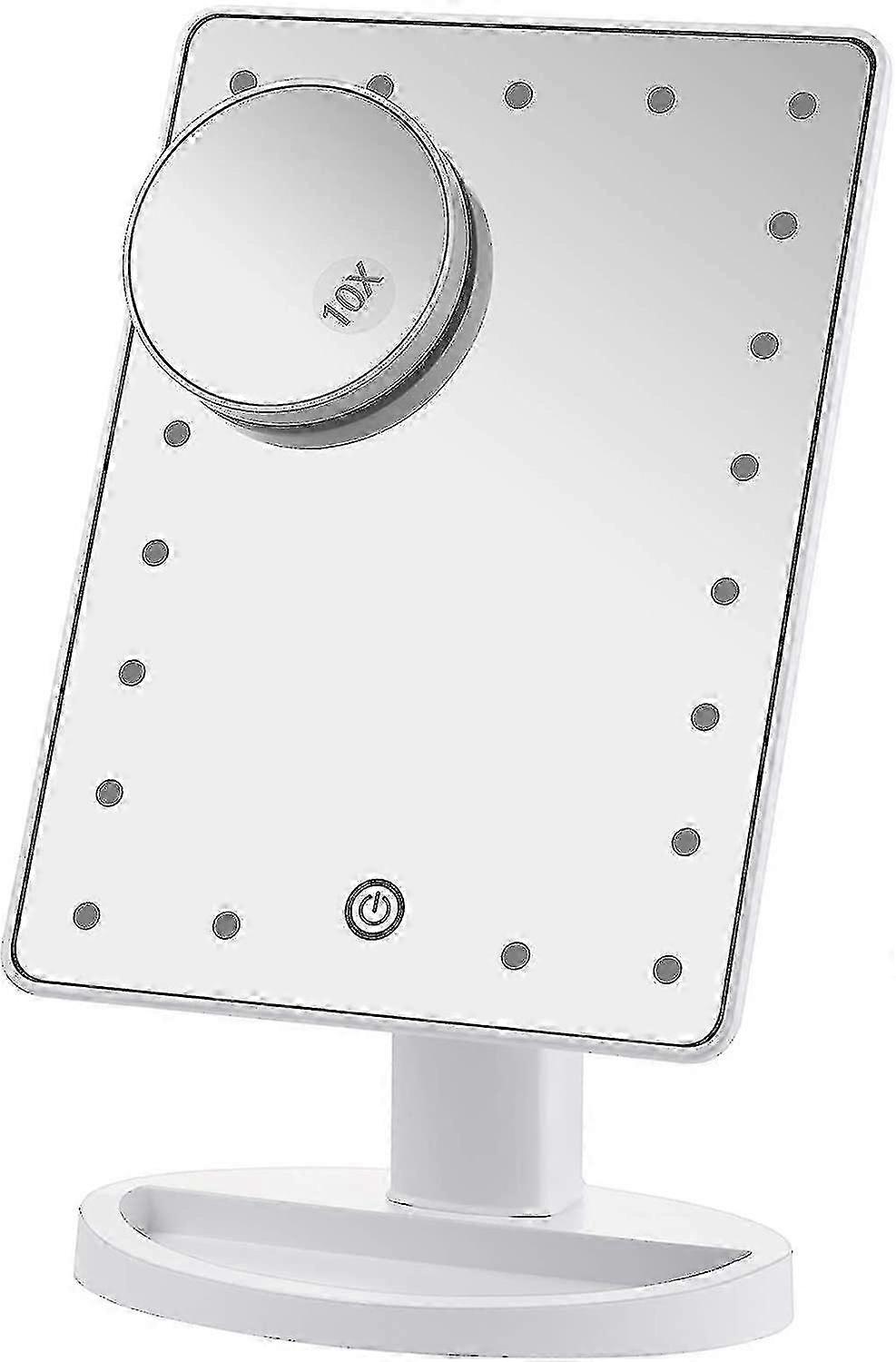 Makeup mirror, 21 adjustable LED lights, 10x magnifying mirror, 180-degree rotatable and detachable